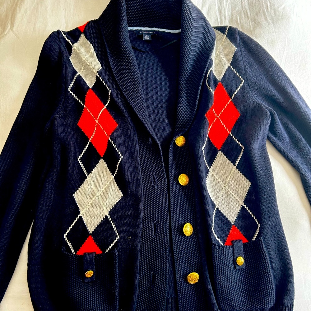 Tommy Hilfiger Argyle Shawl Collar Cardigan Sweater